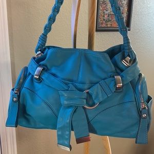 Glorious 100% Leather, b makowsky, Teal Blue Purse.